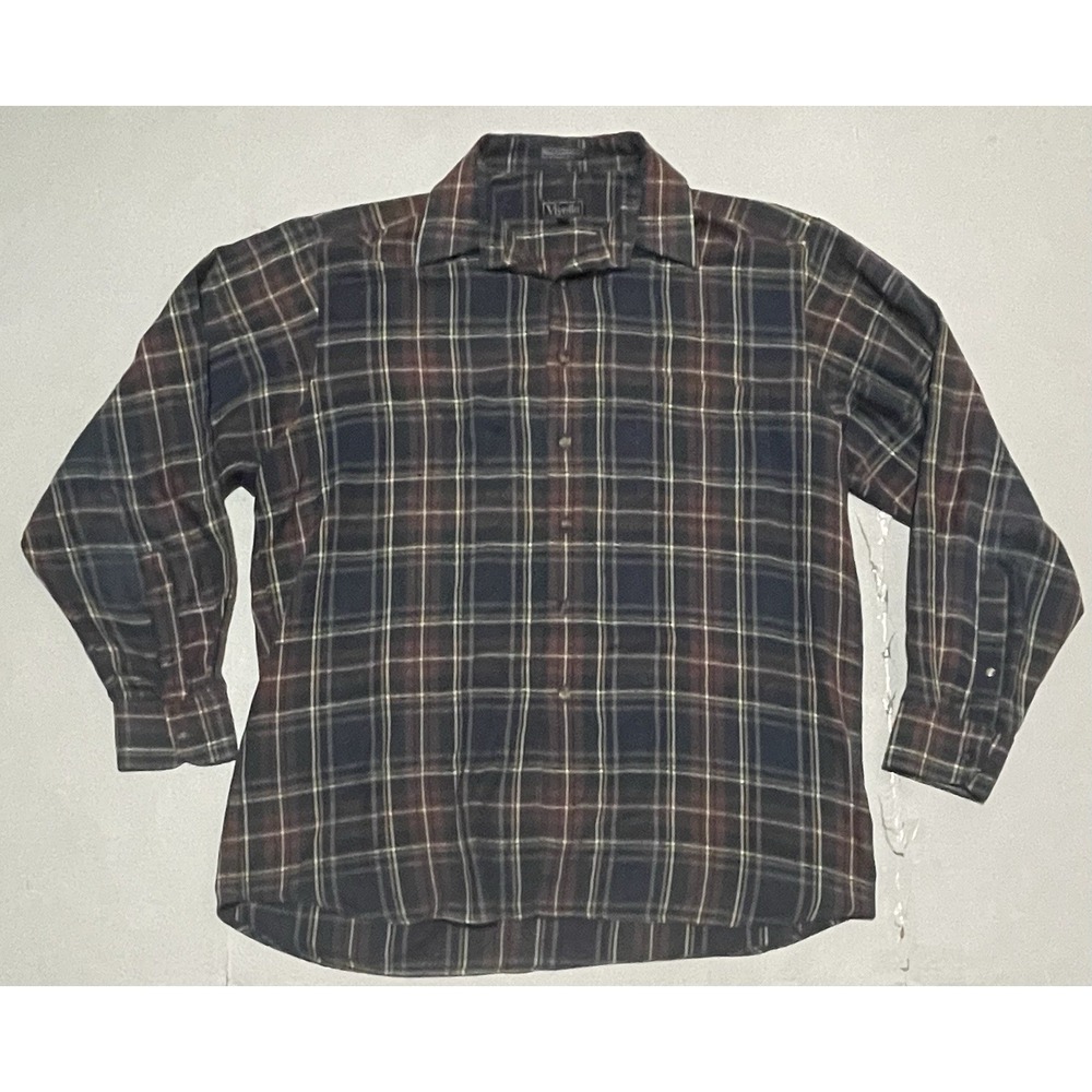 Viyella Shirt Plaid Cotton Button Down Classic Mens Large 16" Casual Lightweight